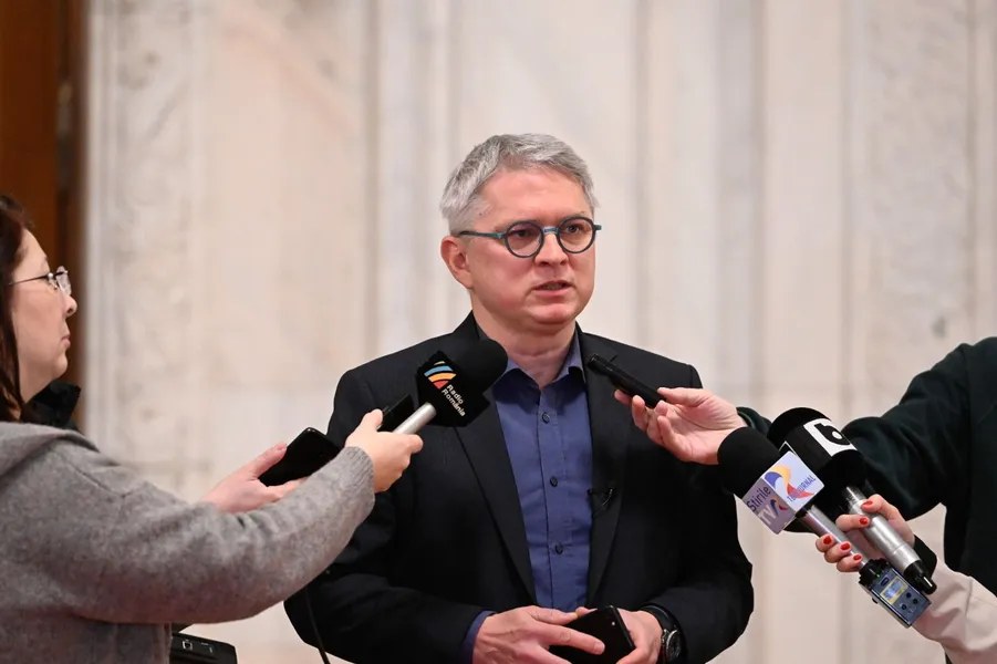 Radu Mihail at a press conference